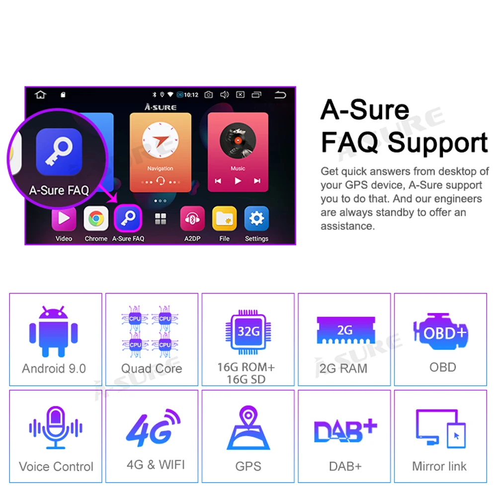 A Sure HD 7 дюймов 2 Din IPS Android 9 0 автомобильное радио GPS DVD плеер навигация для Volkswagen VW