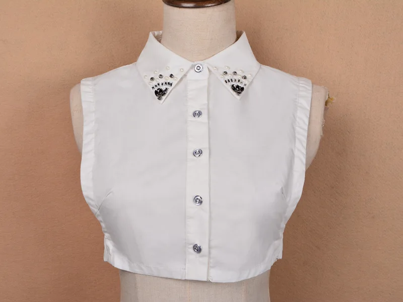 Модный жемчужный воротник хлопковый декоративный бюст фальшивый белый кристалл