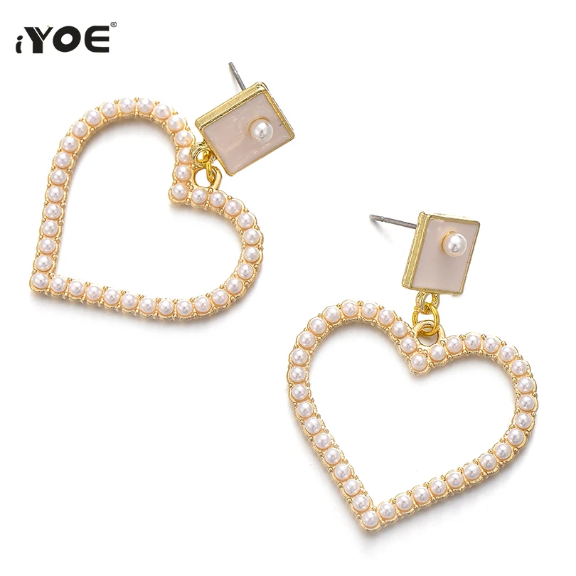 Женские серьги капельки IYOE длинные из соломы ручной работы с красным сердечком