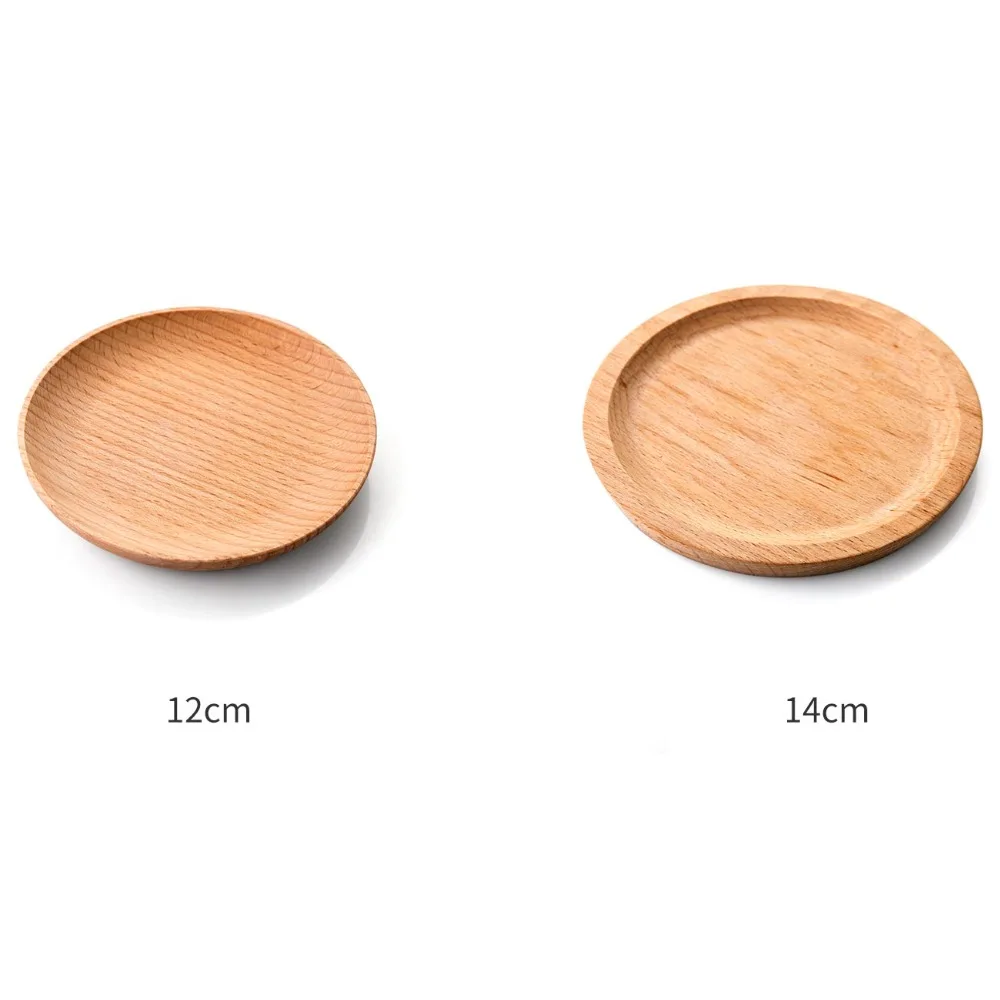 Круглые тарелки из бука 14 см деревянная посуда тарелка Букового дерева фруктовая