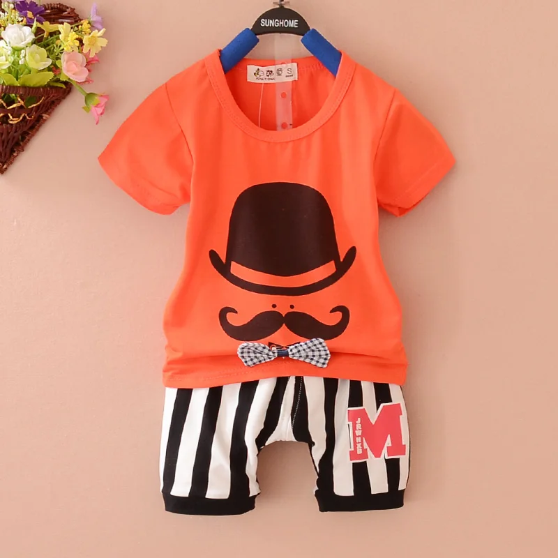 Летняя одежда для мальчиков костюмы Новый 2018 короткий рукав с рисунком хлопковая