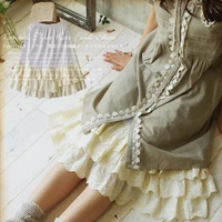 harajuku mori girl solid white underskirt beige lace multi layer petticoat skirt womens basic for lady cute lolita skirts a195