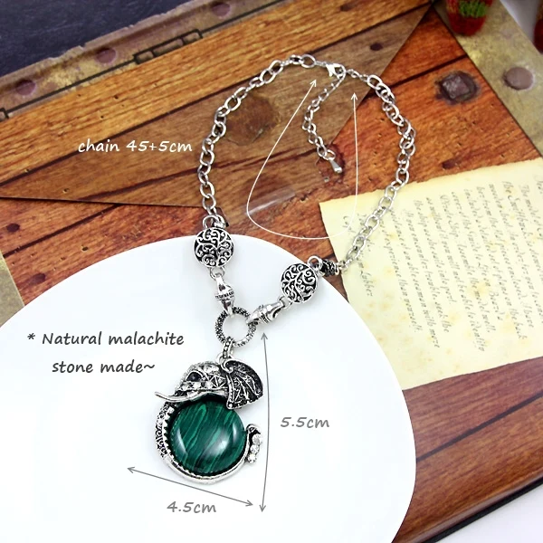 Flola Этническая зеленого малахита камень ювелирные комплекты большой слон