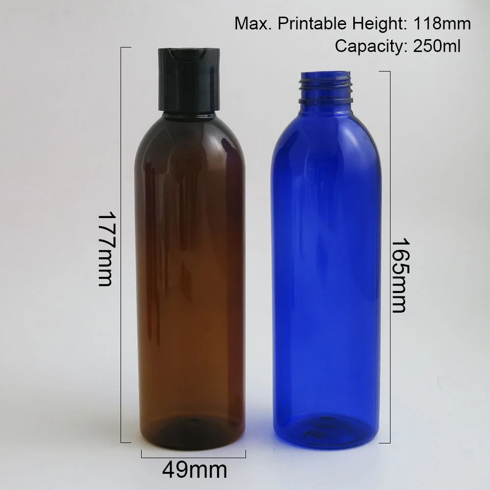 

Big Round 250ml Empty Clear Amber Blue Green White Red plastic bottle cream lotion cosmetic container with Disc Top cap 30pcs