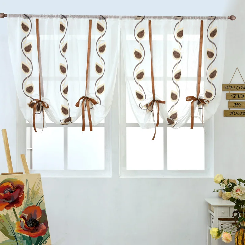 Карманная Цветочная вуаль занавески черные для кафе домашней двери Римский