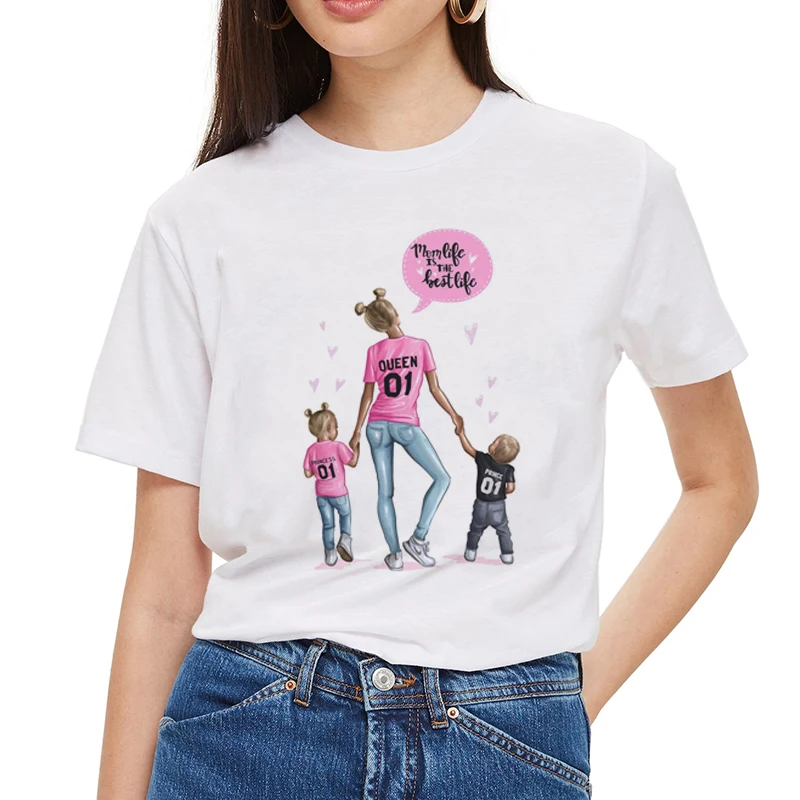 Женская Футболка Harajuku с короткими рукавами для мамы и мальчика летняя семейная