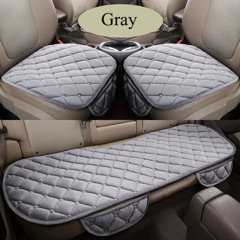 2 front x 1rear seat Автомобильные сиденья Coves протектор коврик авто сиденье Подушка Нескользящая сохраняющая тепло зимняя плюшевая бархатная задняя подушка сиденья автомобильные аксессуары - Название цвета: 2 front x 1rear seat