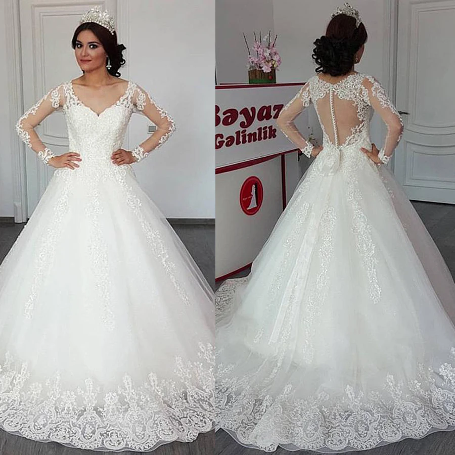 Нежное Тюлевое свадебное платье трапециевидной формы с v образным вырезом и