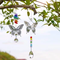 hd 20mm38mm handmade chakra butterfly suncatcher crystal ball prisms rainbow maker window hanging ornament home wedding decor