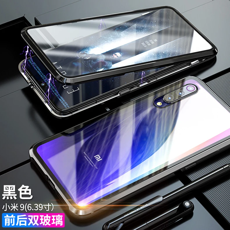 Для Xiaomi mi 9 mi 9 Магнитный чехол 360 Передний+ задний двухсторонний 9H чехол из закаленного стекла для Xiao mi 9 металлический бампер для Xiaomi mi 9