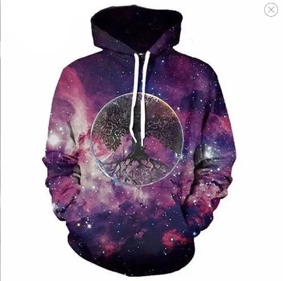 2019 space galaxy hoodie men's and women's sweatshirts hoodies 3d brand clothing nebula thin jacket | Мужская одежда