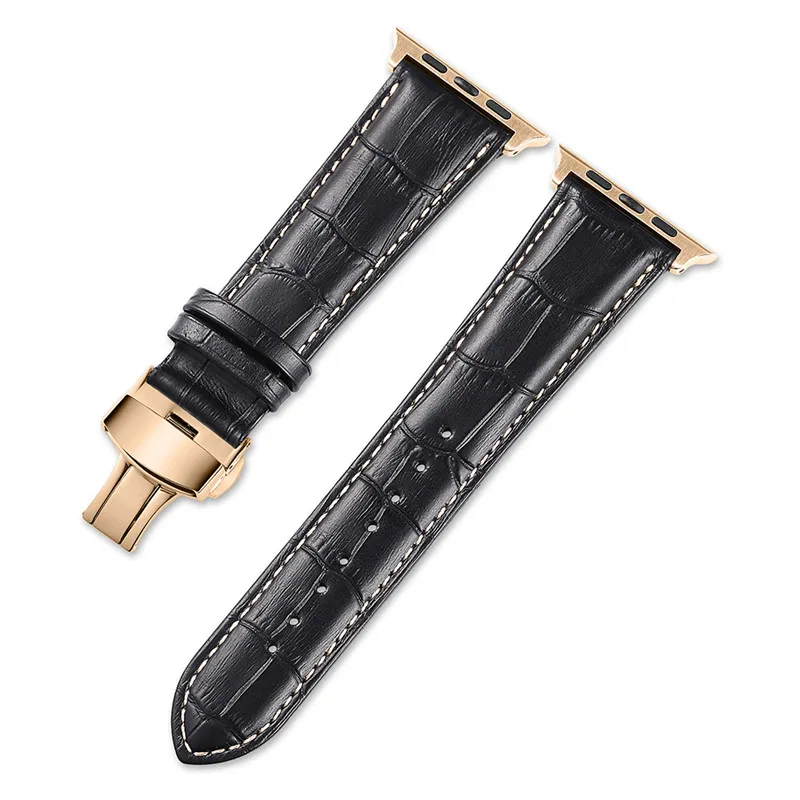 black tan ros gold CHIMAERA для наручных часов Apple Watch, версии чёрный; коричневый ремешок для часов застежка-бабочка адаптер 38 мм 42 мм/40 мм 44 мм для наручных часов iWatch серии 4 3 2 1 - Цвет ремешка: black tan ros gold