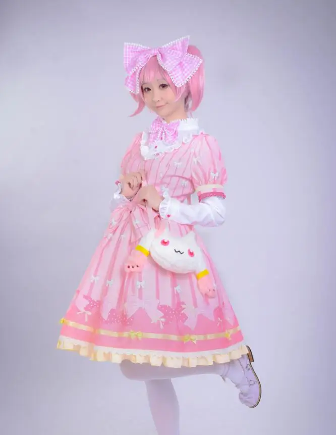 Горячее аниме Puella Magi Madoka Magica Косплей Kaname cos милое розовое платье для девочек в