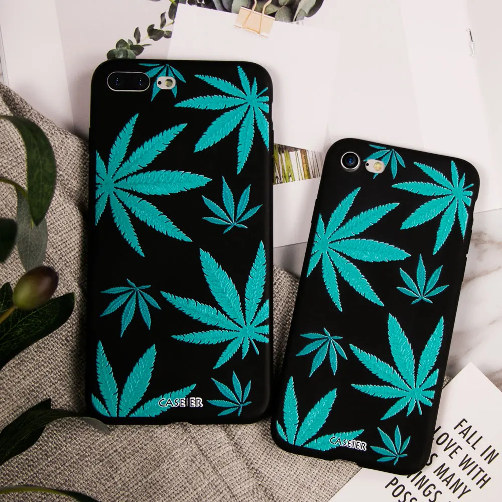 CASEIER Soft Silicone Phone Case For iPhone 6 6s Plus Leaves Patterned 7 8 X XS 5 5s SE Funda Capinha Shell |