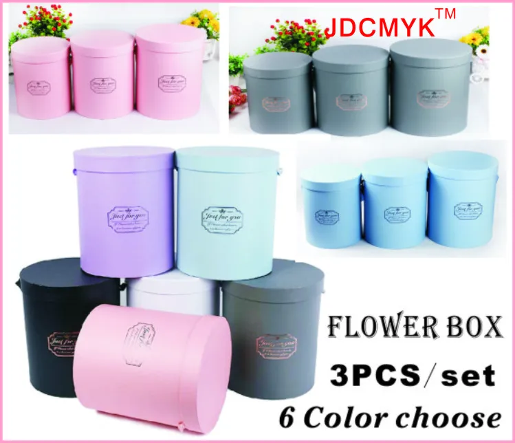 Подарочные коробки, 3 шт./компл. flosrist цветы упаковка круглые, картонные коробки свадебные праздничные сувениры Лидер продаж года Шесть цветов на выбор