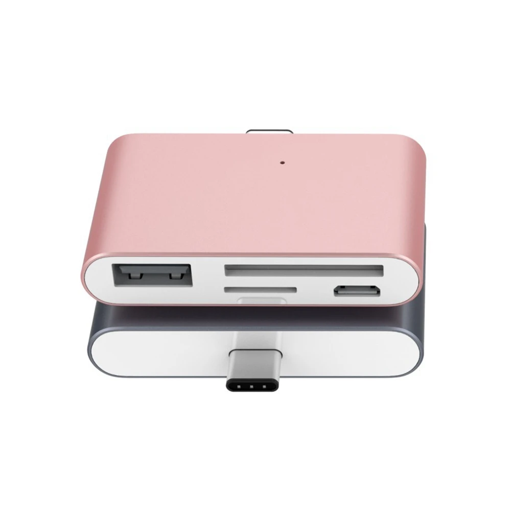 Алюминиевый кардридер USB 3 1 Type C (штекер)/Micro (гнездо) 4 порта OTG TF SD для нового Macbook