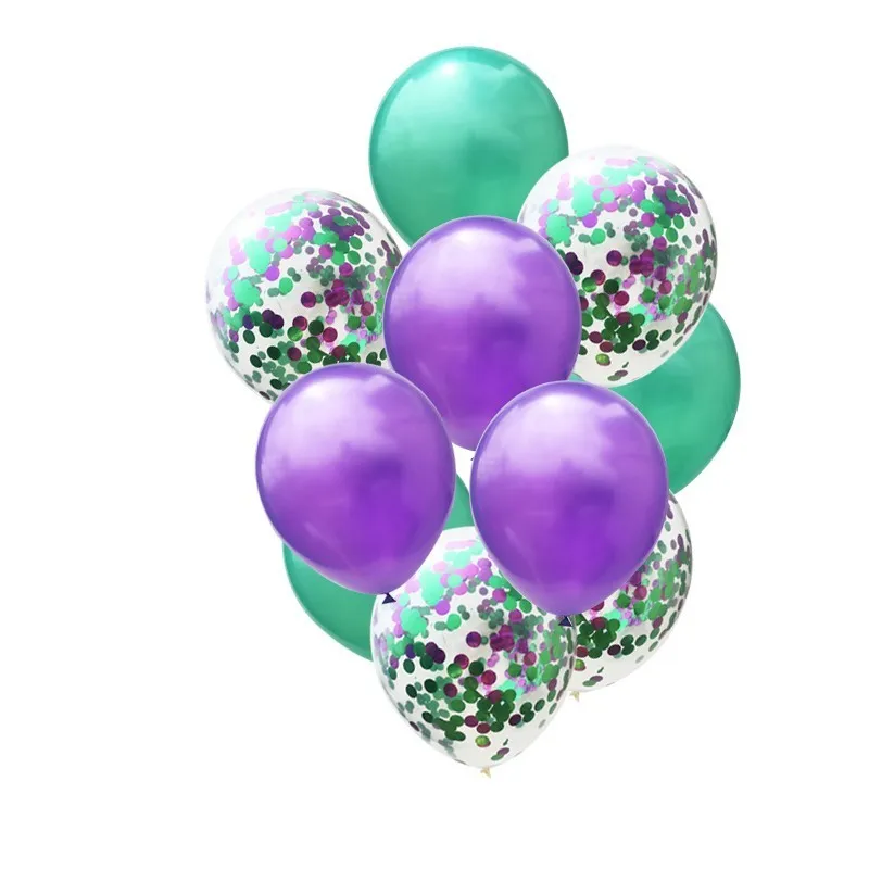 purple green confeti 10 шт. 12 дюймов цветные латексные шары воздушные шары с конфетти надувной шар Гелиевый шар для дня рождения свадьбы - Цвет: purple green confeti