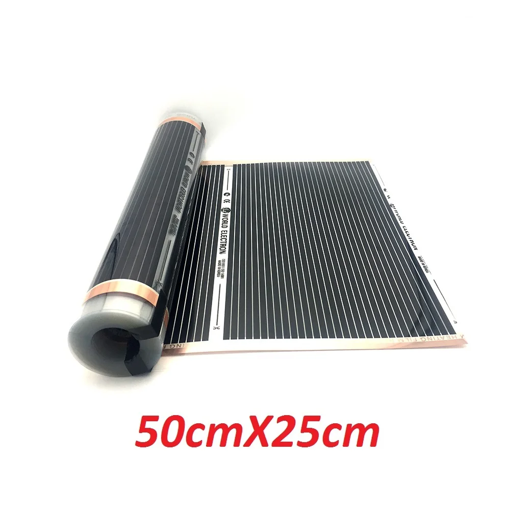 50cmX25cm 400 Вт/м2 инфракрасная углеродная пленка для подогрева полов AC220V теплый напольный коврик - Цвет: 50cmX25cm