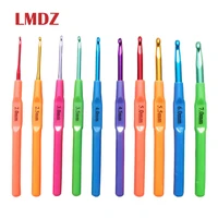 lmdz 10 sizes plastic handle crochet hook hand knitted sweaters and scarves aluminum knitting needle crochet hook set 2 5 7mm
