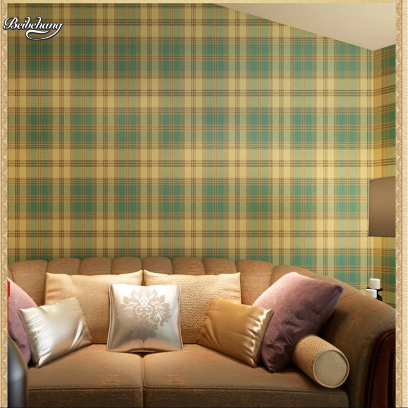 Обои beibehang в британском средиземноморском стиле бумажные клетку ретро