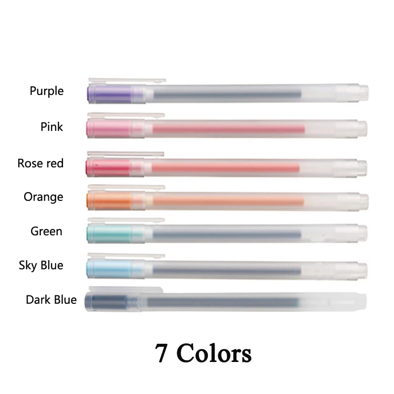 Многоцветная гелевая ручка MUJI, набор, 0,38 мм, 0,5 мм, цвета, гладкие ручки для рисования чернилами, школьные принадлежности, милые пули, дневник, стационарный, Papeleria - Цвет: 7 Colors