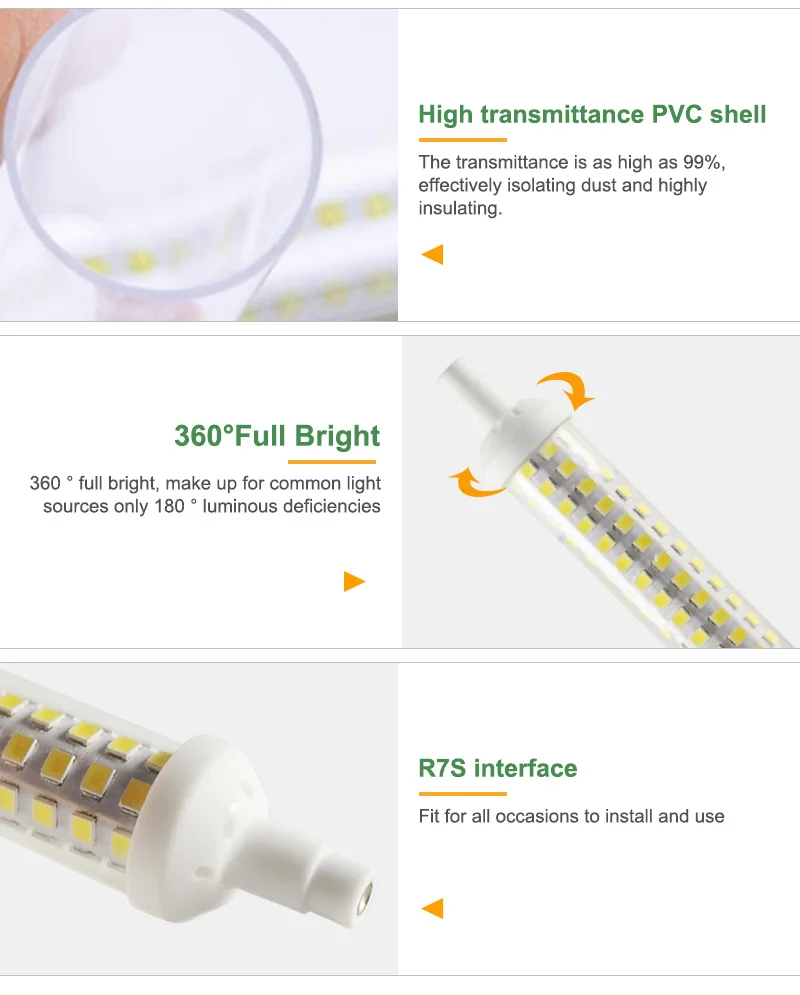 Kaguyahime 220 V Dimmable R7S лампы Стекло трубки Кукуруза лампа 6W 9W 12W 220V заменить галогенные пятно света прожектор 78 мм 118 мм 135 мм