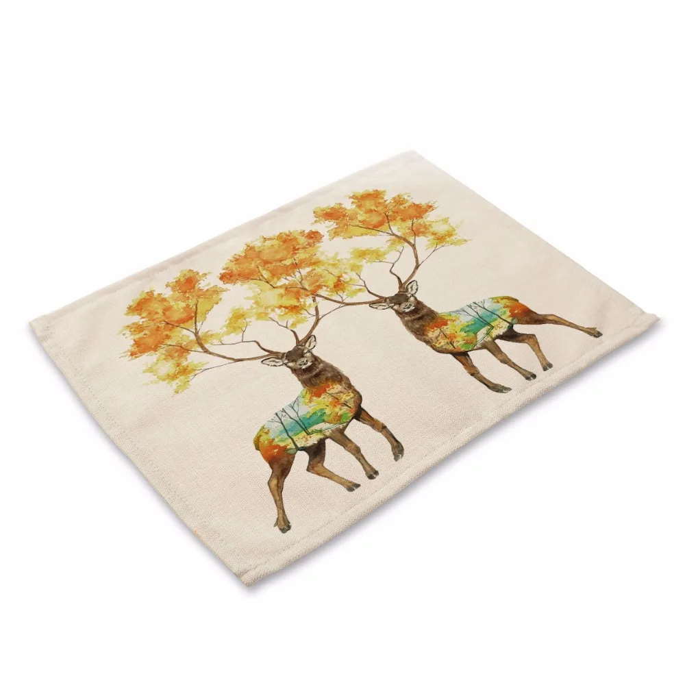 FYMX коврик для стола с принтом оленя настольная салфетка свадьбы кухонная