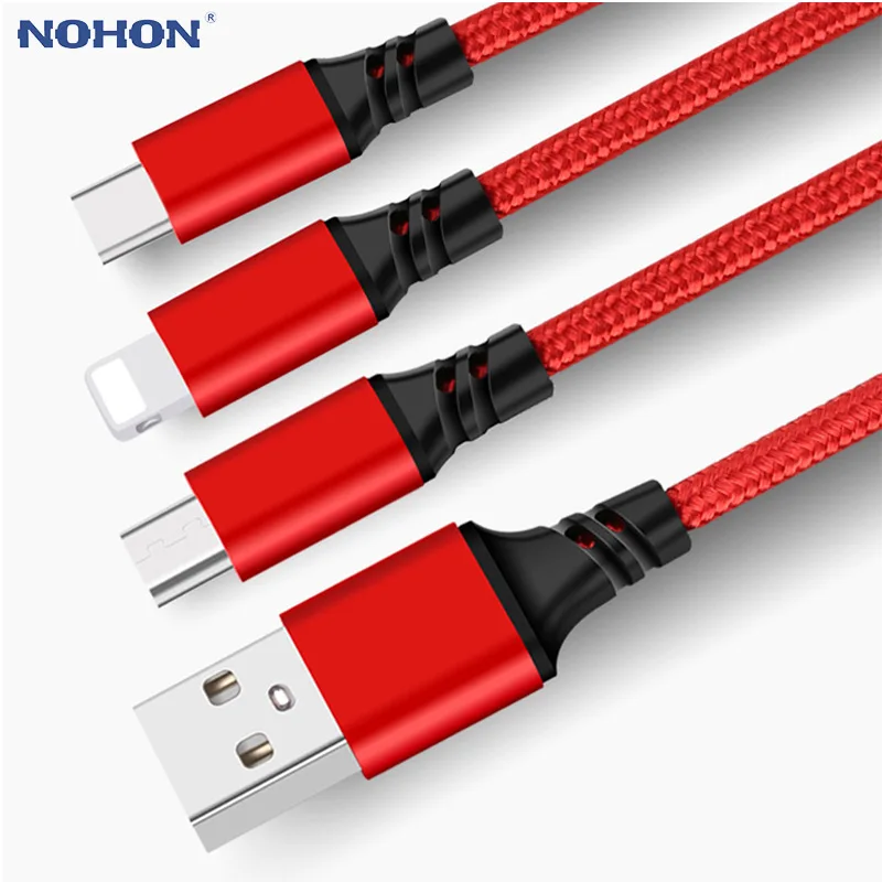 Оригинальный USB-кабель 3 в 1 для iPhone XS Max XR X 8 7 зарядное устройство Micro 2 USB Type-c кабель