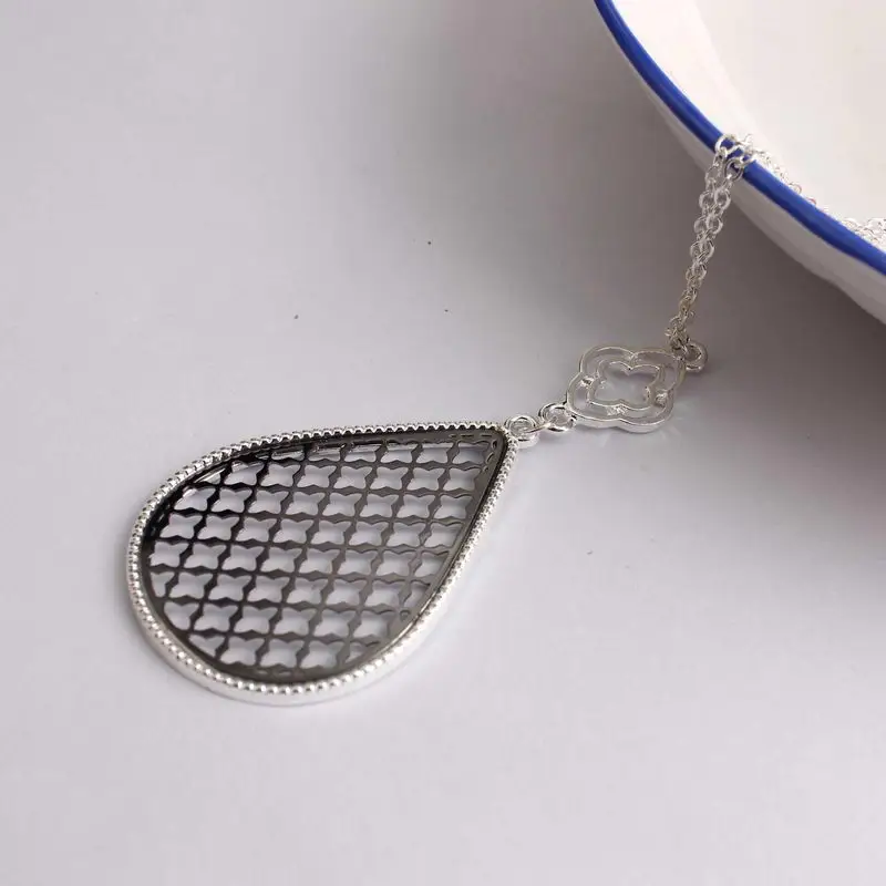 N4725 Silver Black Новинка, длинная цепочка, вырез, сердце, мотив, Марокканское ожерелье с подвеской для женщин, модная Осенняя Золотая Длинная цепочка на свитер, ожерелье - Окраска металла: N4725 Silver Black