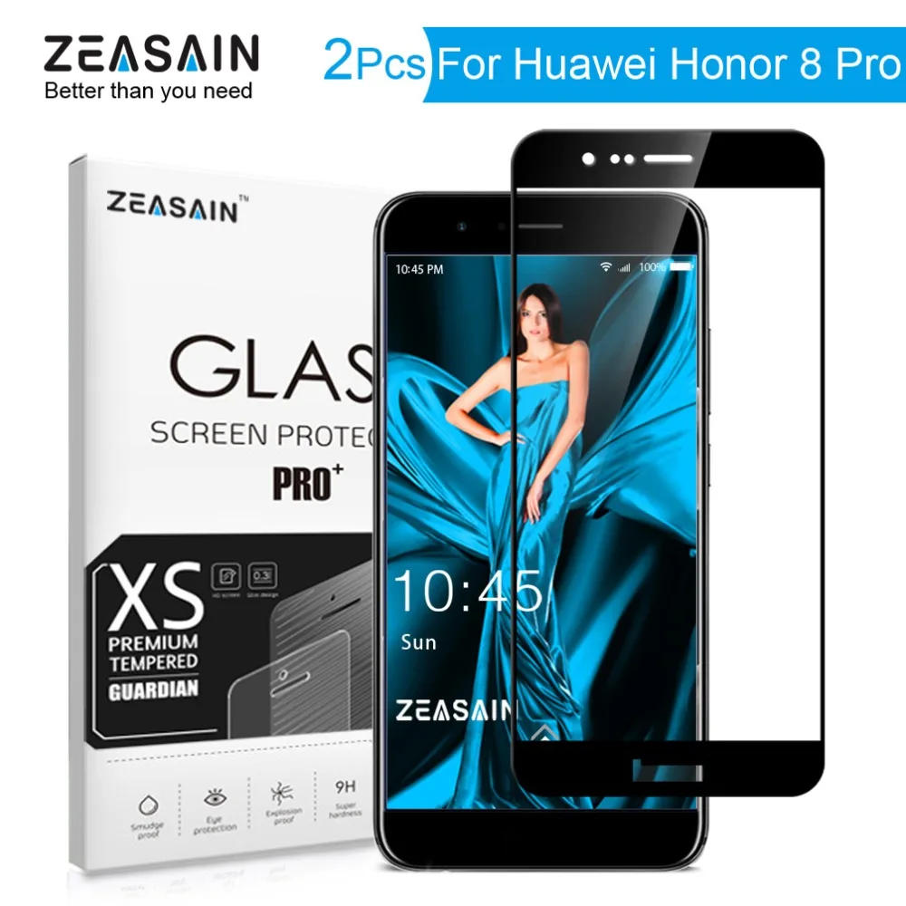 

2 Упак. Оригинальный ZEASAIN полное покрытие закаленное стекло протектор экрана для Huawei Honor 8 Pro 8Pro Honor V9 2.5D 9H стеклянная пленка