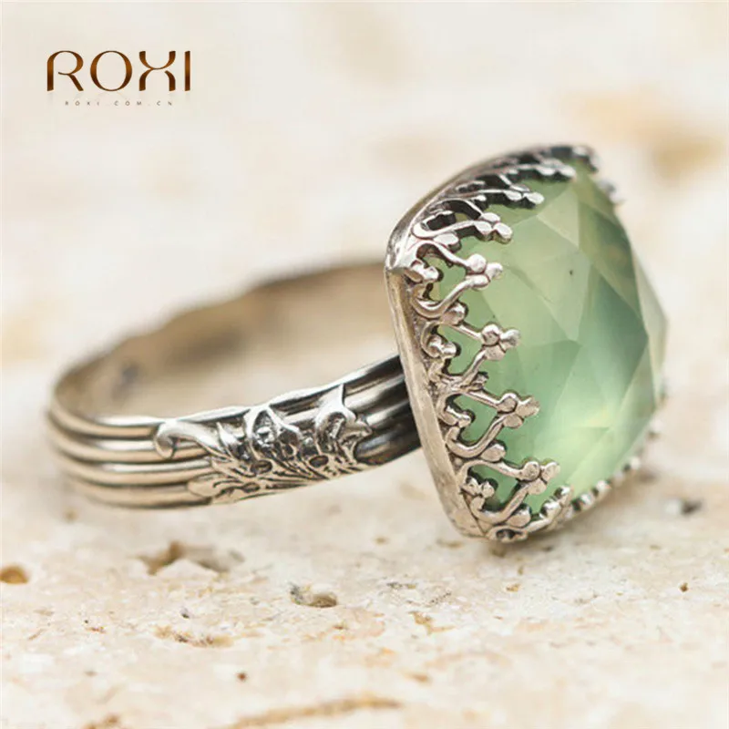 Женское кольцо с кристаллами модное зеленое квадратное из перидот драгоценными