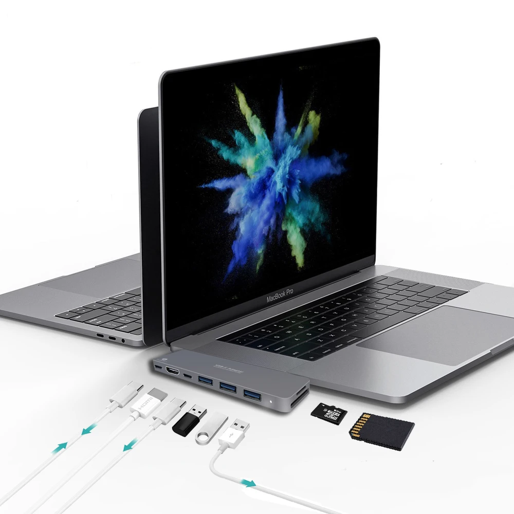 USB C Hub Thunderbolt 3 ALLFU 8 в 1 Type Pro адаптер для 2016/2017 MacBook 13 &quotи 15&quot|USB-хабы| |