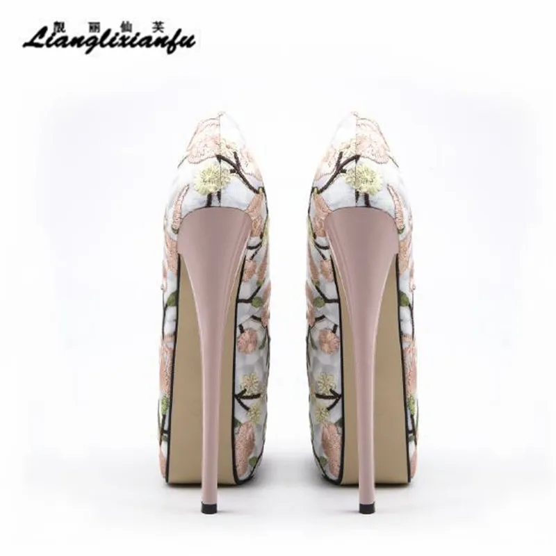 Босоножки LLXF женские на тонком высоком каблуке 22 см красные туфли-лодочки