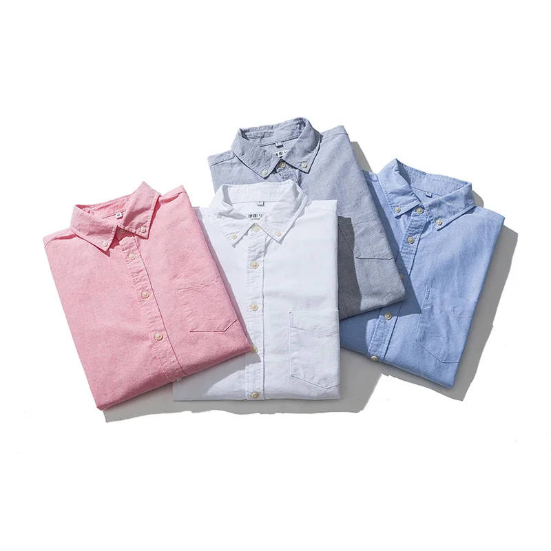 Mens Long Sleeve Solid Oxford платье рубашка с левый нагрудный карман высококачественный
