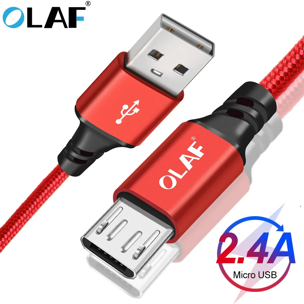 OLAF Micro USB кабель 2.4A нейлон Быстрая зарядка для передачи данных samsung Xiaomi LG планшет