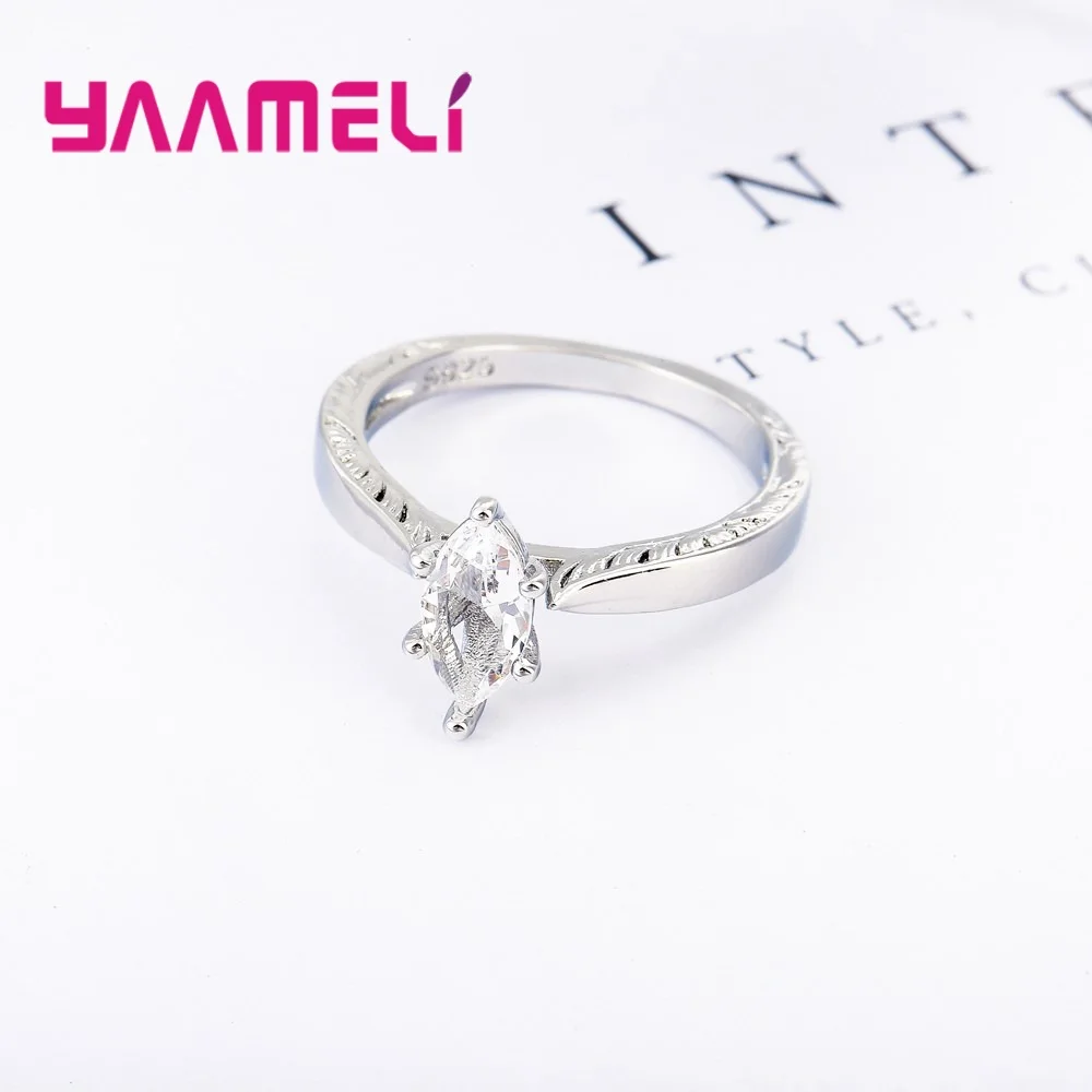 Настоящие кольца из стерлингового серебра 925 пробы прозрачный ромб Женское