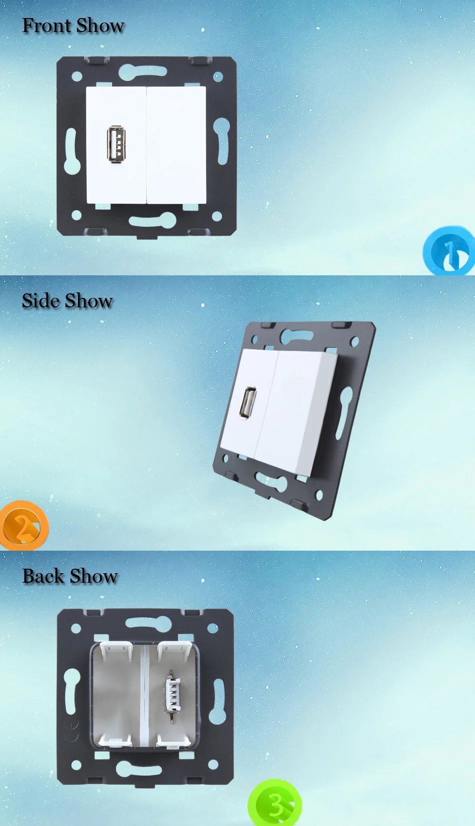 WELAIK EU-стандартный usb-разъем DIY-части-настенные usb-розетки-без стекла-панель USB-зарядка питания-источник питания A8USW/B