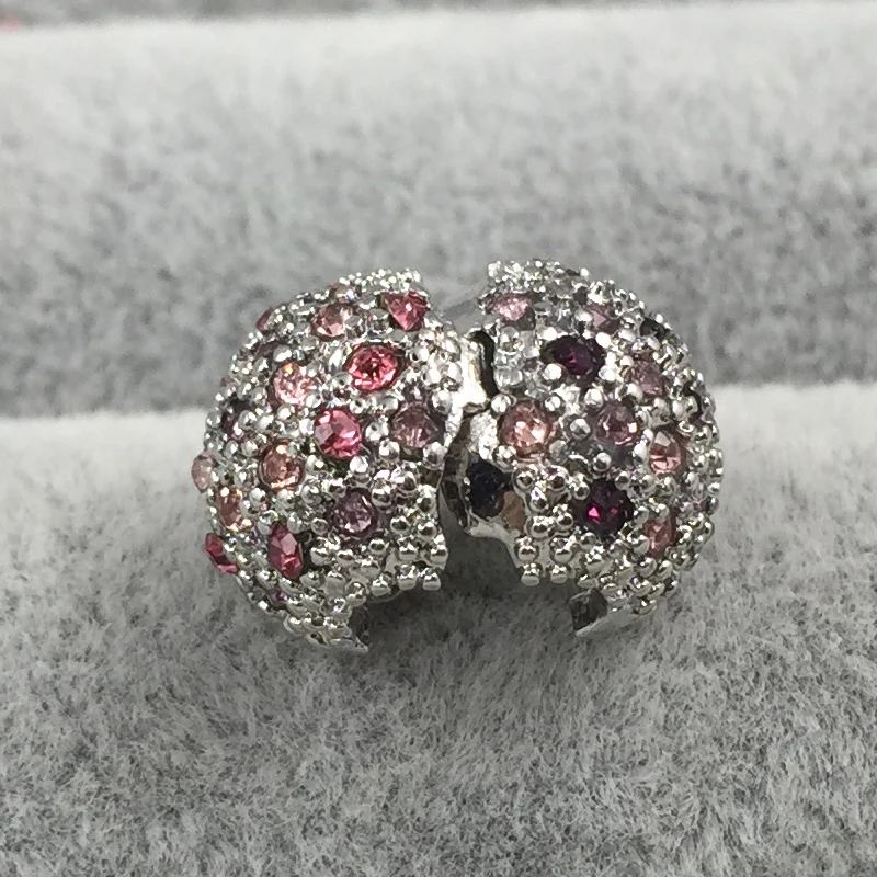 Абстрактный посеребренный зажим с разноцветными кристаллами Европейские Бусины