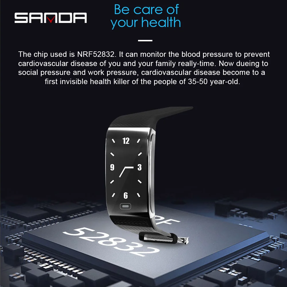 SANDA Bluetooth для женщин и мужчин спортивные Смарт-часы iOS Android монитор сердечного