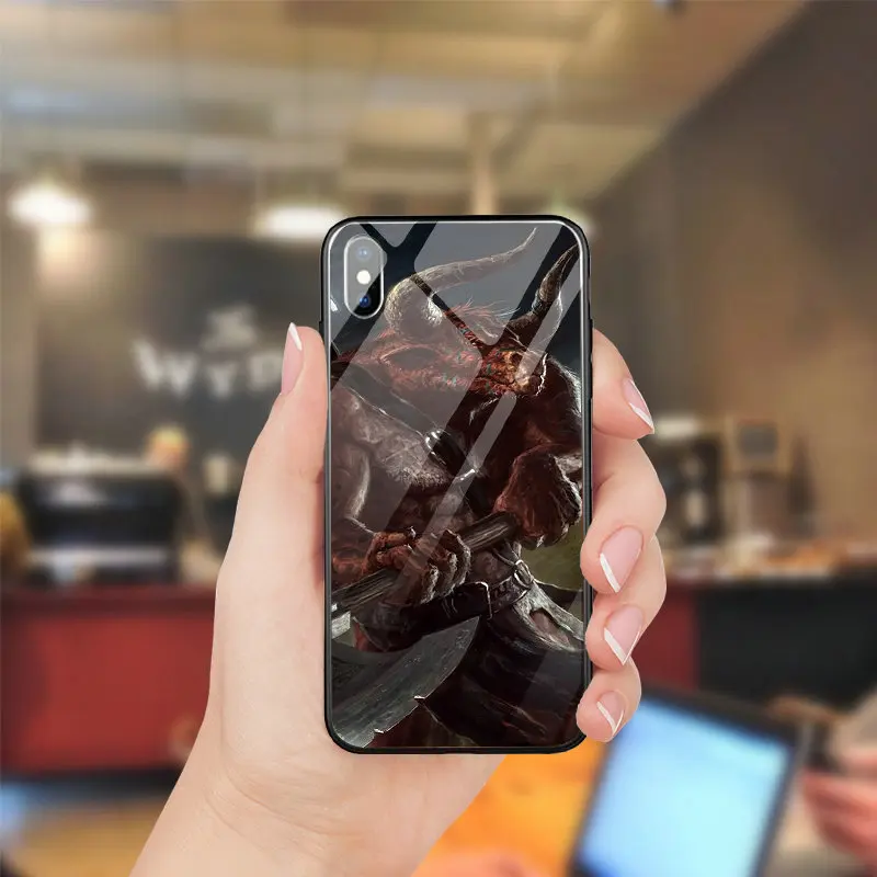 Модные GR5 2017 Рогатые жнец закаленное Стекло случаи мобильного телефона для Iphone 5 5s