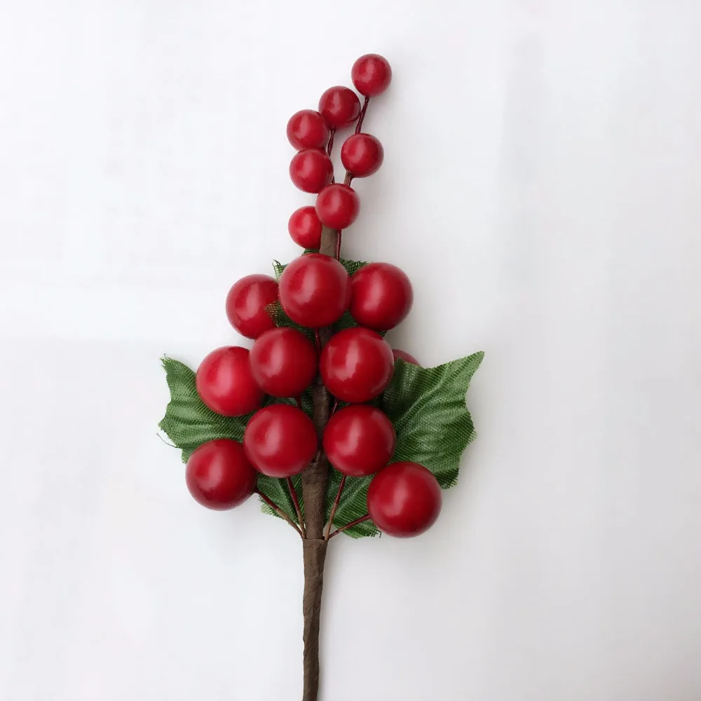 12 шт./лот 2019 новый дизайн 7 5 дюйма искусственные ярко-красные ягоды падуба палочки