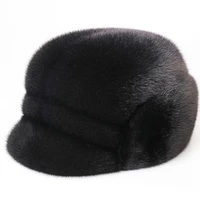 2020 new men mink fur hat new fashion mens real mink fur winter warm hat cap flat frosted marten fur hat