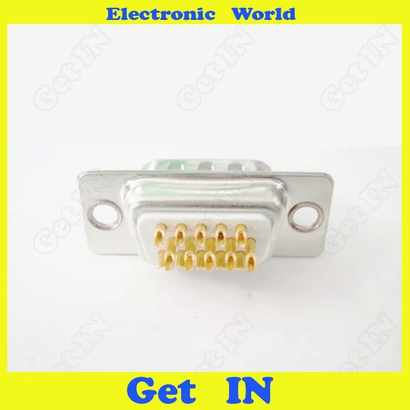 100 шт. 3U Позолоченные D-SUB Plug DB15 разъем VGA 3 сырых 15 pin Твердые pin сварки разъем