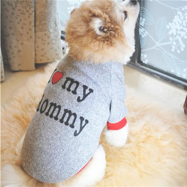 Свитер для собак, одежда для собак, Love My Daddy My Mommy, кофты для щенков, хлопковая теплая одежда для мопса, Осень-зима, костюмы для животных