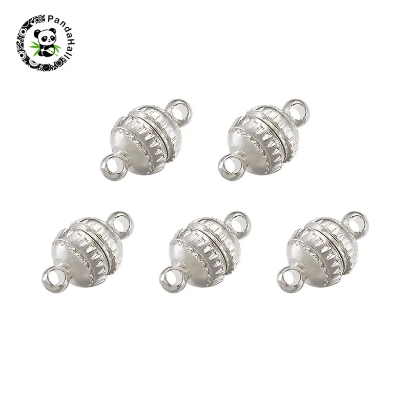 

pandahall 5 Sets Brass Magnetic Clasps for DIY Jewelry Findings Necklace Bracelet Making Supplies Round 11x6mm Hole: 1mm