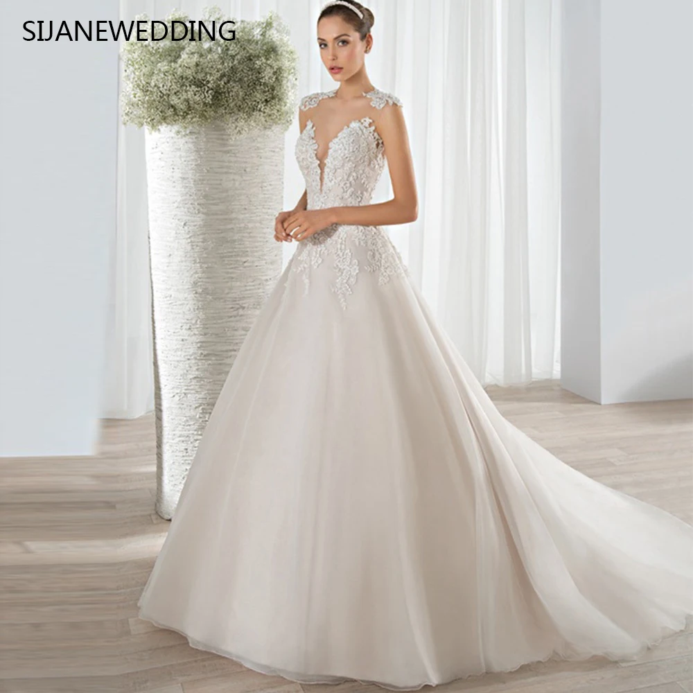 SIJANE Vestidos de Noiva кружевное платье трапециевидной формы для свадебной вечеринки на