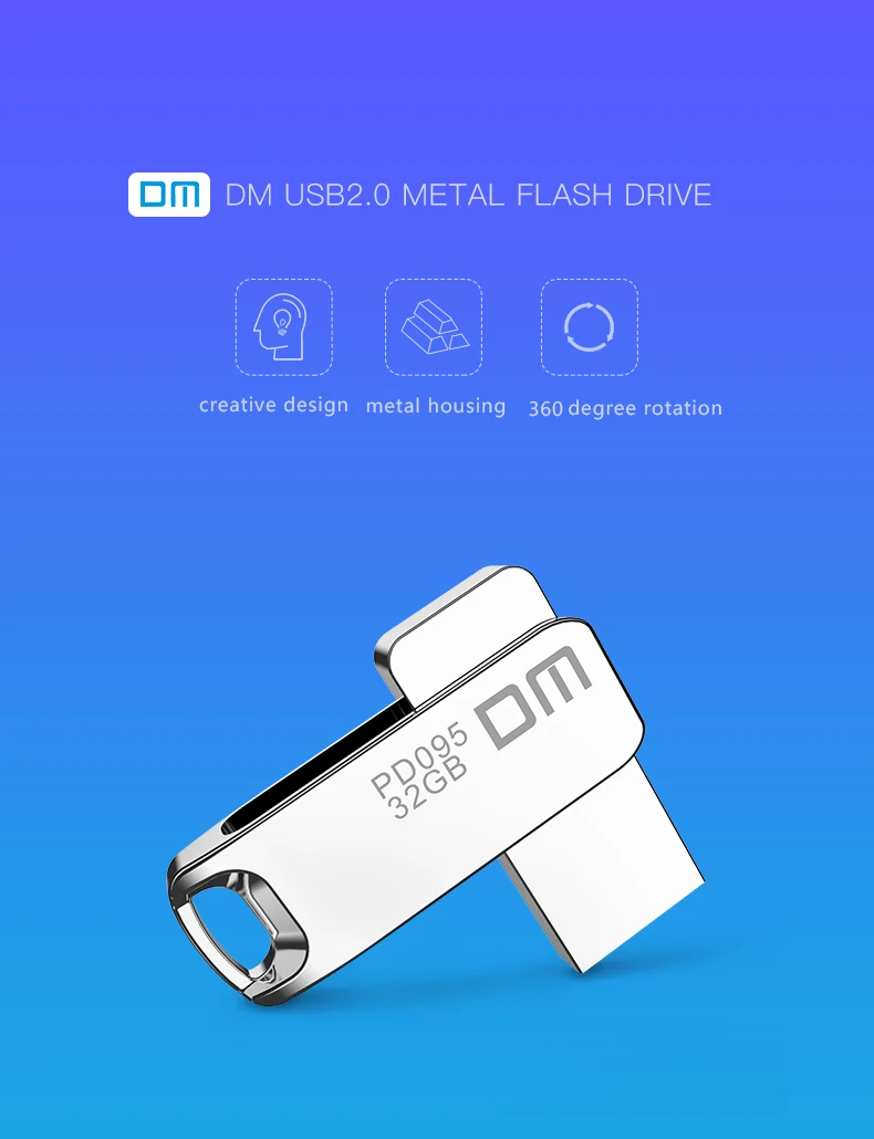 DM PD095 USB флеш-накопитель, 32 Гб металлический флеш-накопитель USB2.0 карта памяти 64 ГБ флеш-накопитель реальная емкость 16 Гб