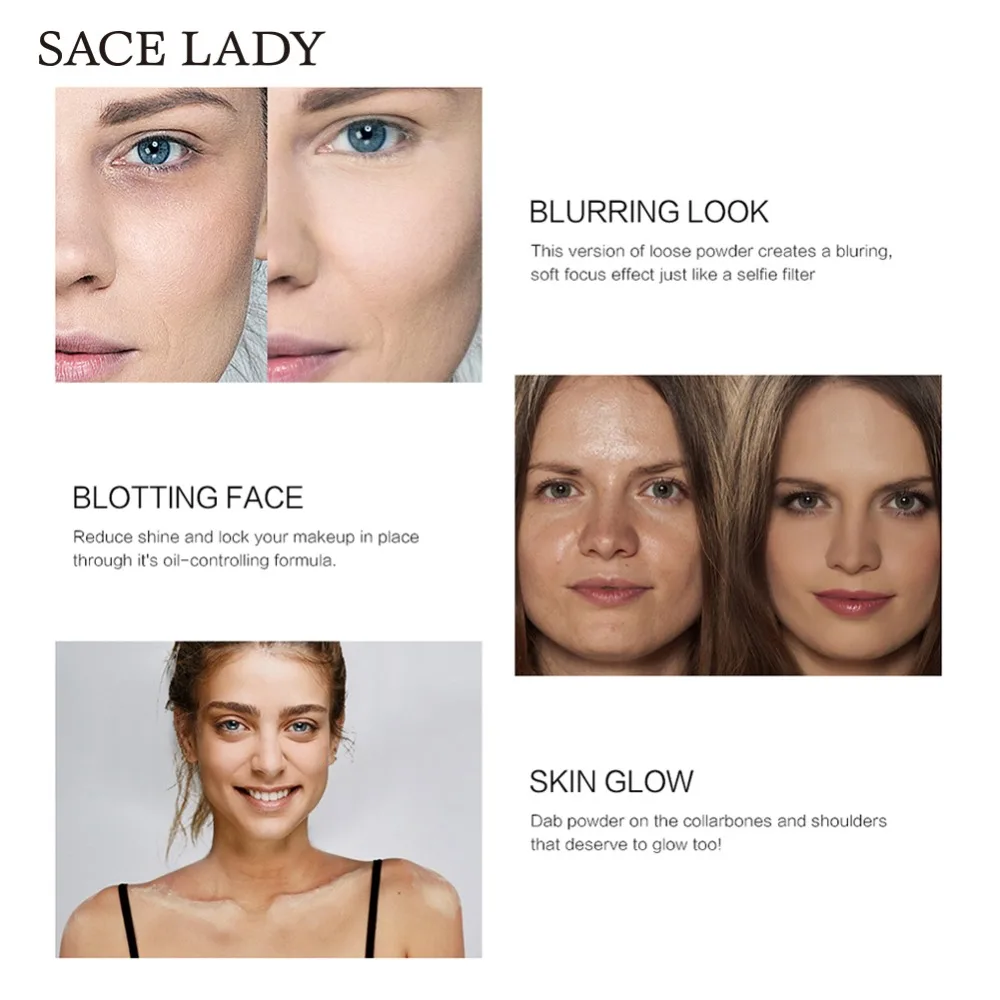 SACE LADY матовая рассыпчатая пудра, макияж, профессиональная пудра для лица, контроль жирности, макияж, полупрозрачная пудра