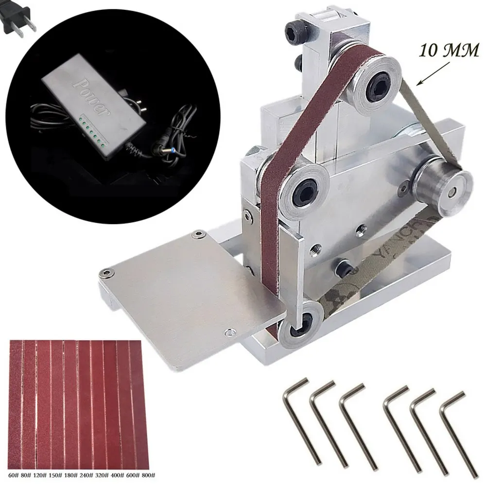12-24V DIY Электрический ленточный шлифовальный полировка крепление машина края сделайте деревянный Металл угловая шлифовальная машина с бесплатной 10 xabrasive ремень