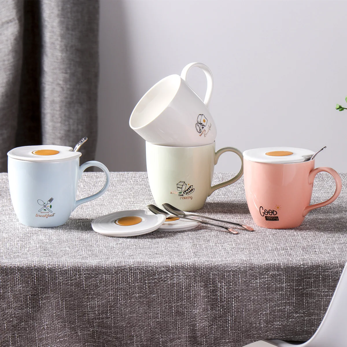 400 мл креативная чашка для завтрака молока яйцо мультяшная керамическая молочная
